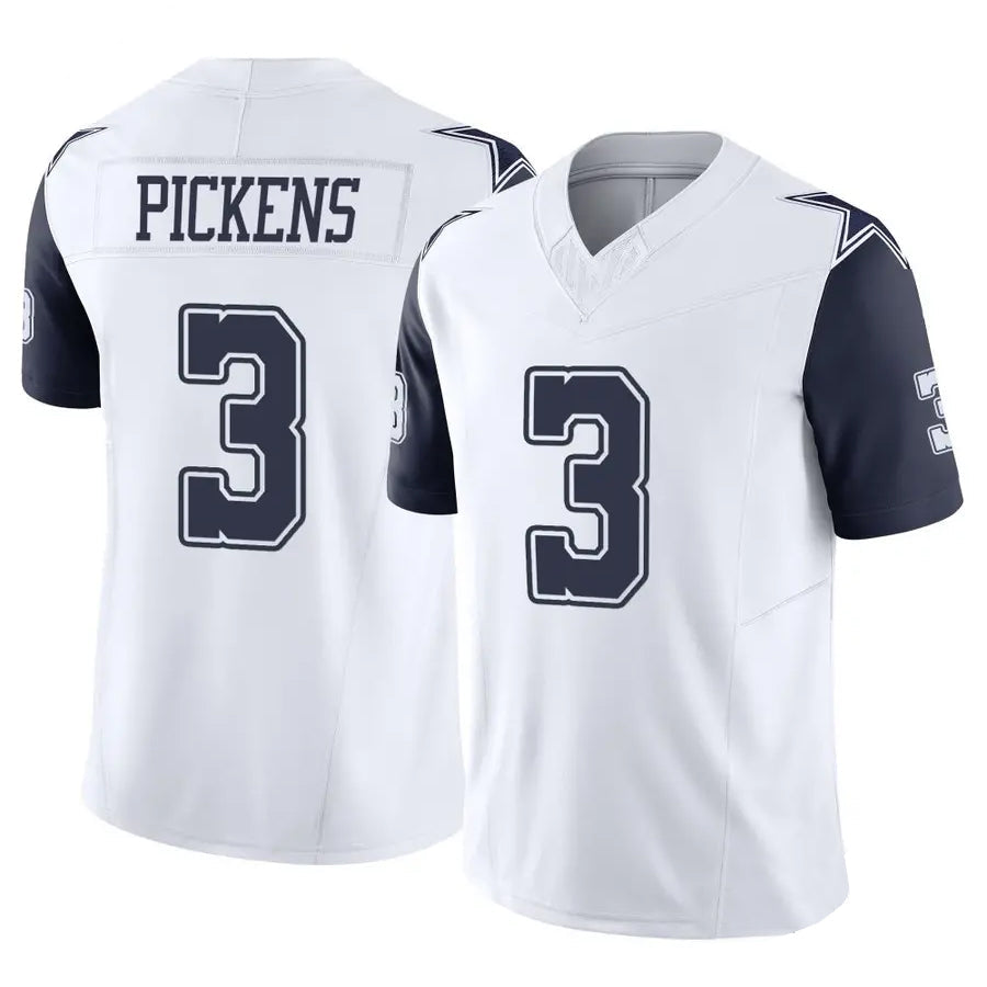 Custom #3 White DAL Football Shirt Top