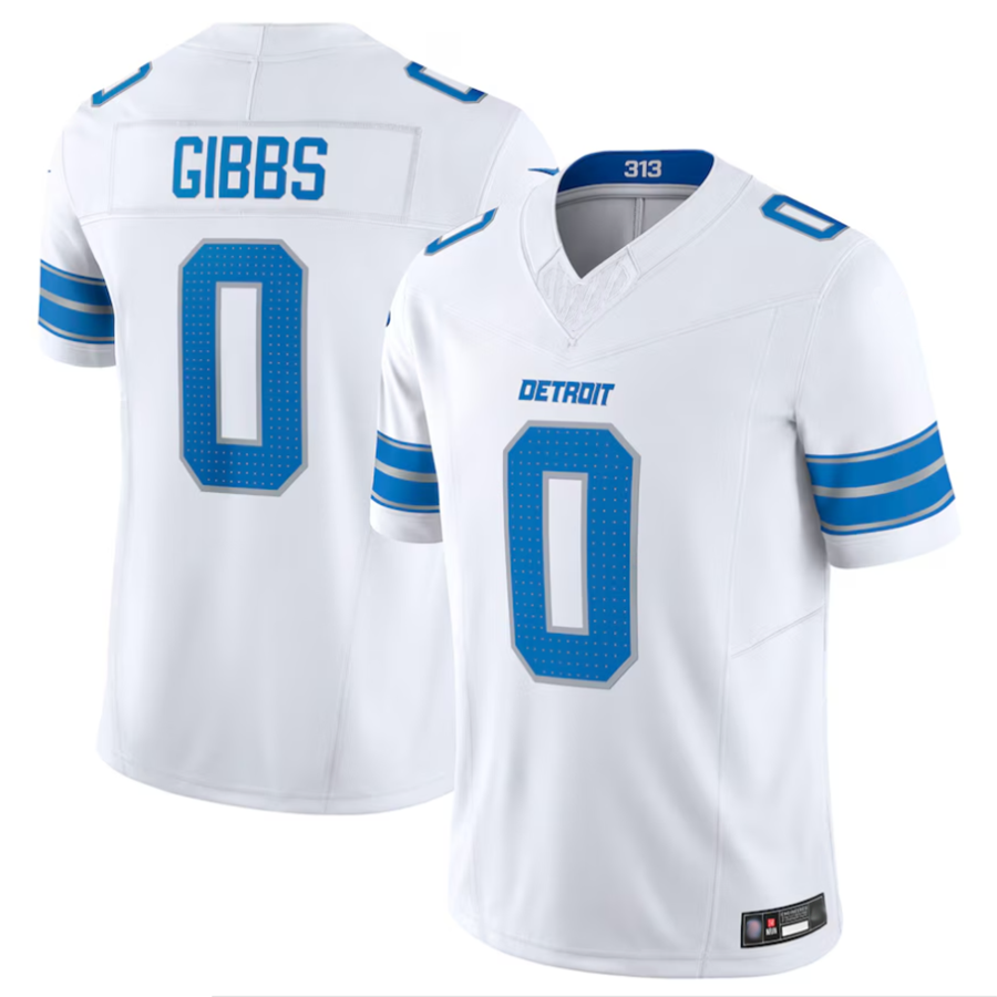 Custom #0 White DET Football Shirt Top