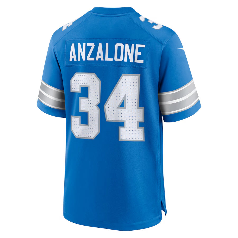 Custom #34 Blue DET Football Shirt Top
