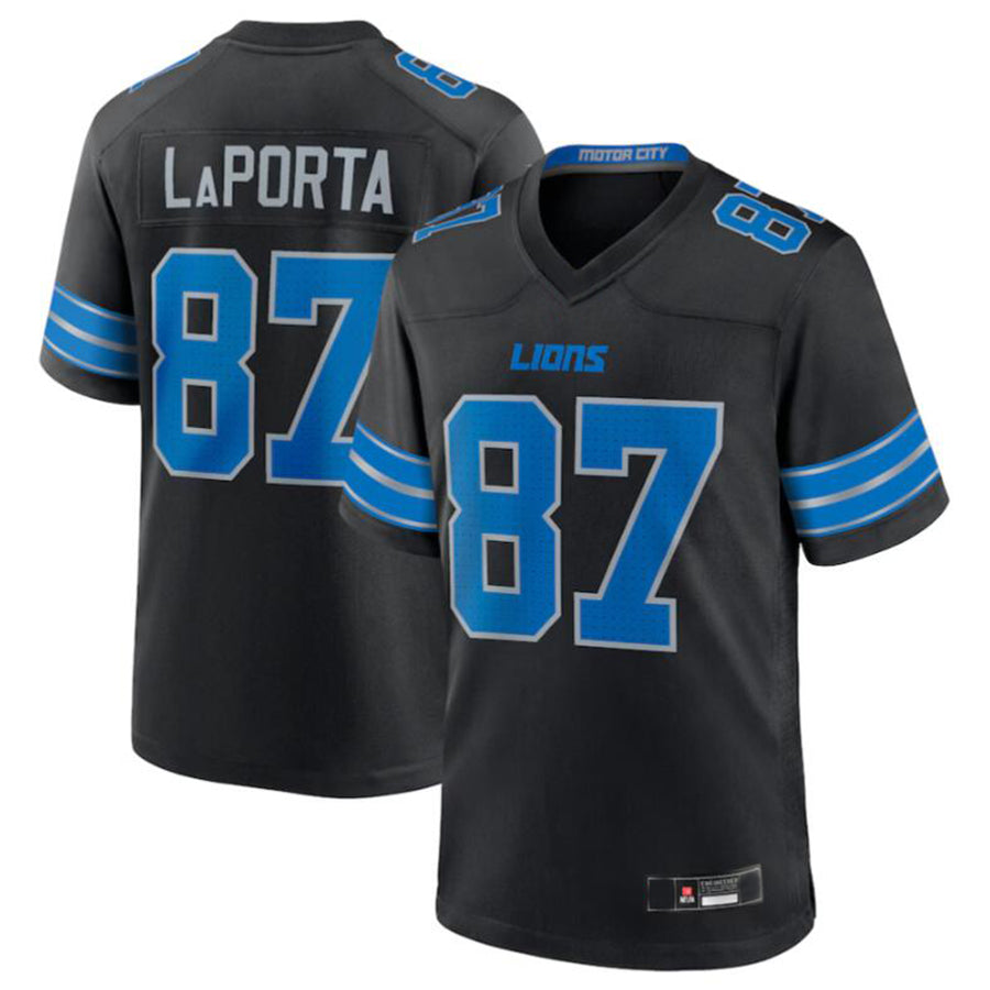 Custom #87 Black DET Football Shirt Top