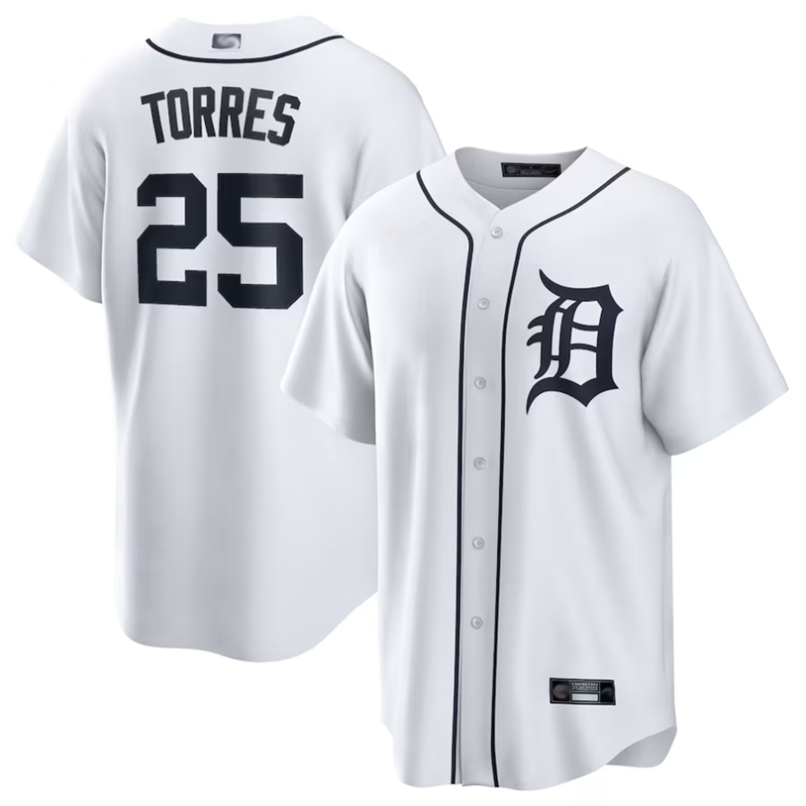 Custom #25 White DET Baseball Shirt Top