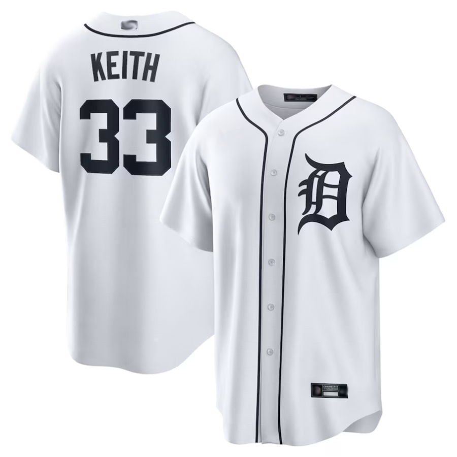 Custom #33 White DET Baseball Shirt Top