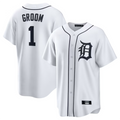 Custom #1 White DET Baseball Shirt Top