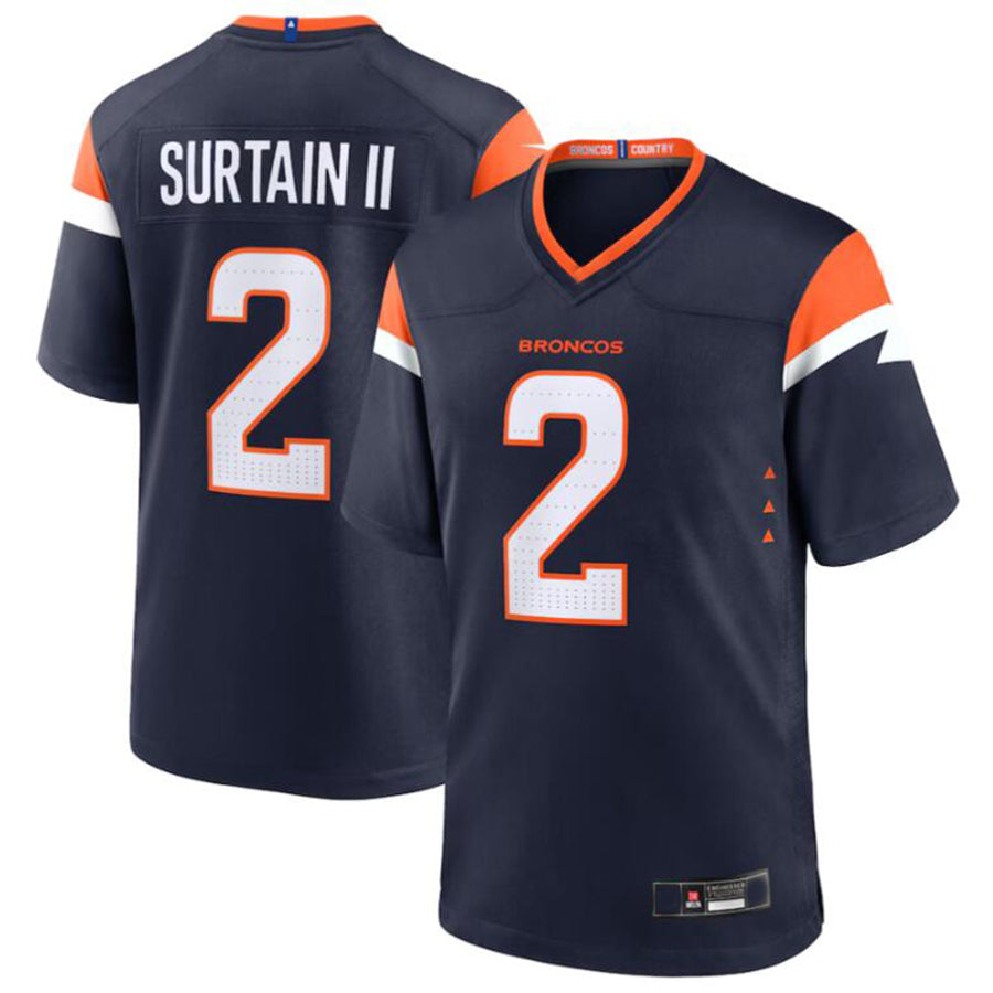 Custom #2 Navy DEN Football Shirt Top
