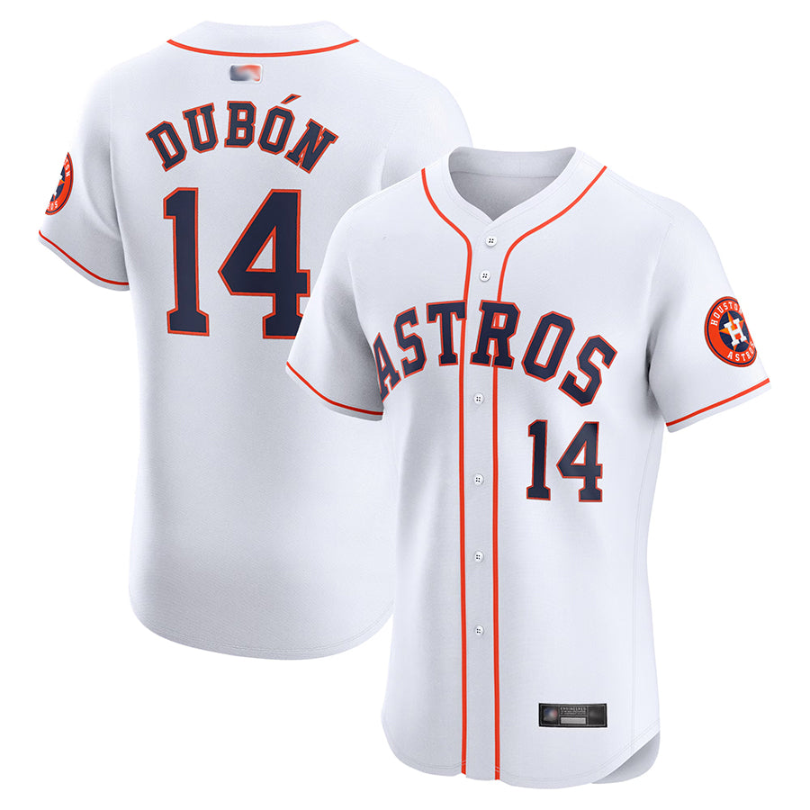 Custom #14 White HOU Baseball Shirt Top