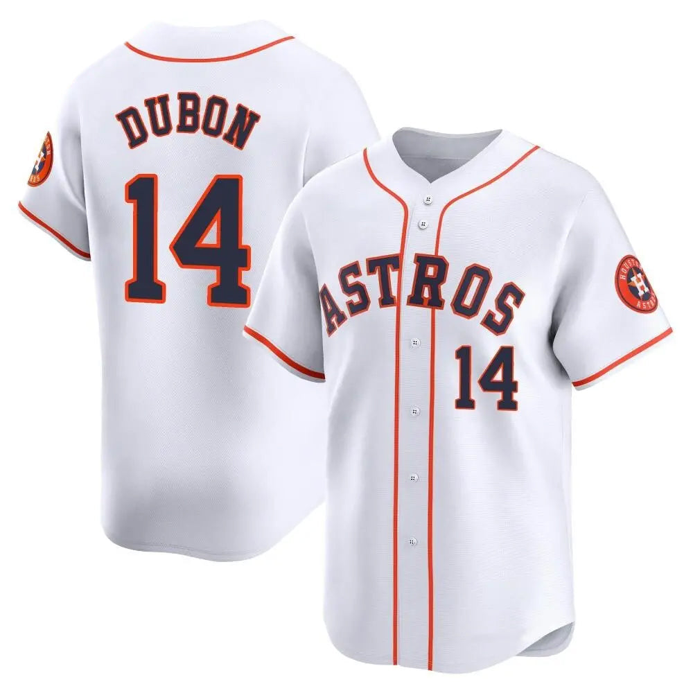 Custom #14 White HOU Baseball Shirt Top