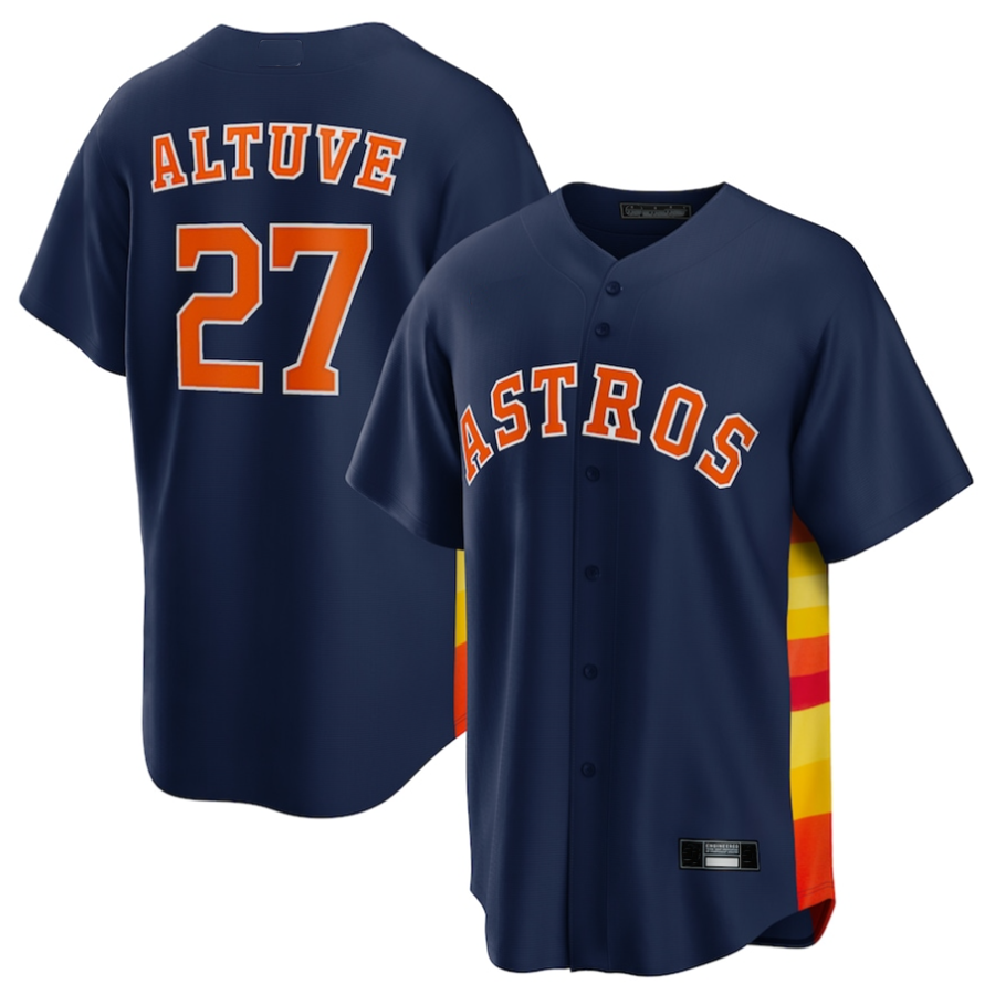 Custom #27 Navy HOU Baseball Shirt Top