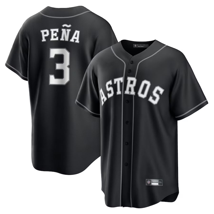 Custom #3 Black HOU Baseball Shirt Top