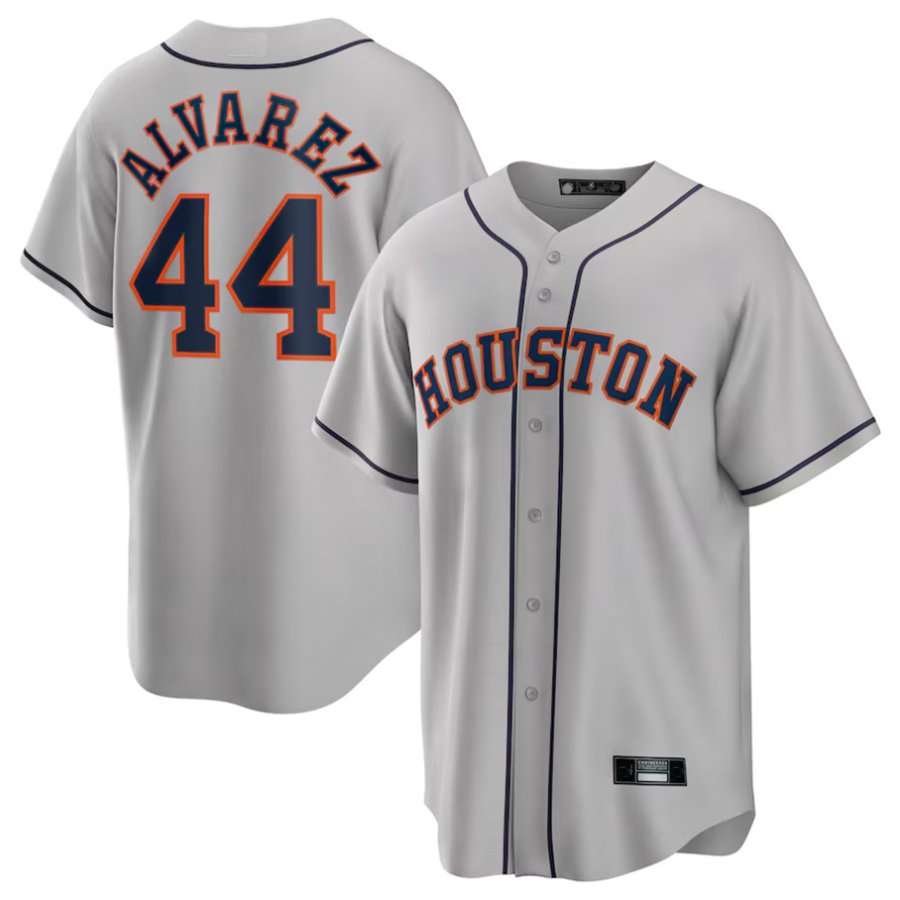 Custom #44 Gray HOU Baseball Shirt Top