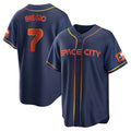 Custom #7 Navy City Connect HOU Baseball Shirt Top