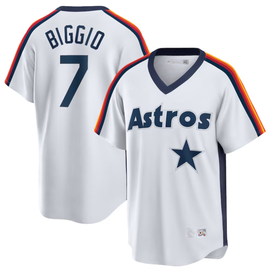 Custom #7 White HOU Baseball Shirt Top