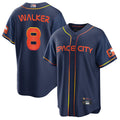 Custom #8 Navy City Connect HOU Baseball Shirt Top