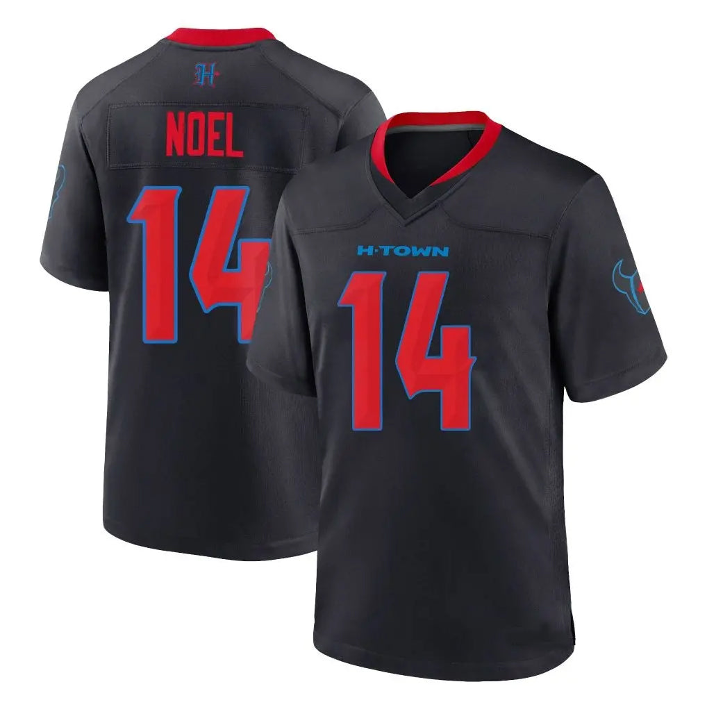 Custom #14 Navy HOU Football Shirt Top