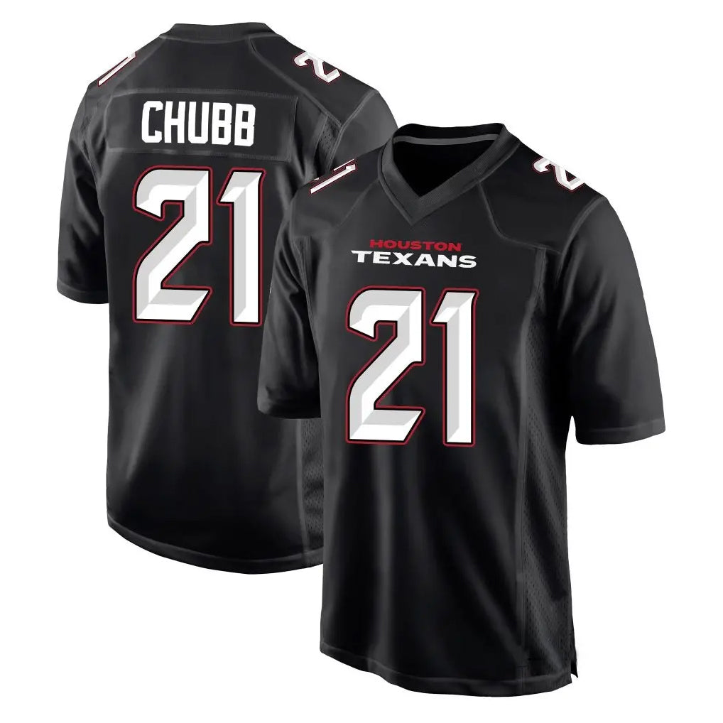 Custom #21 Black HOU Football Shirt Top