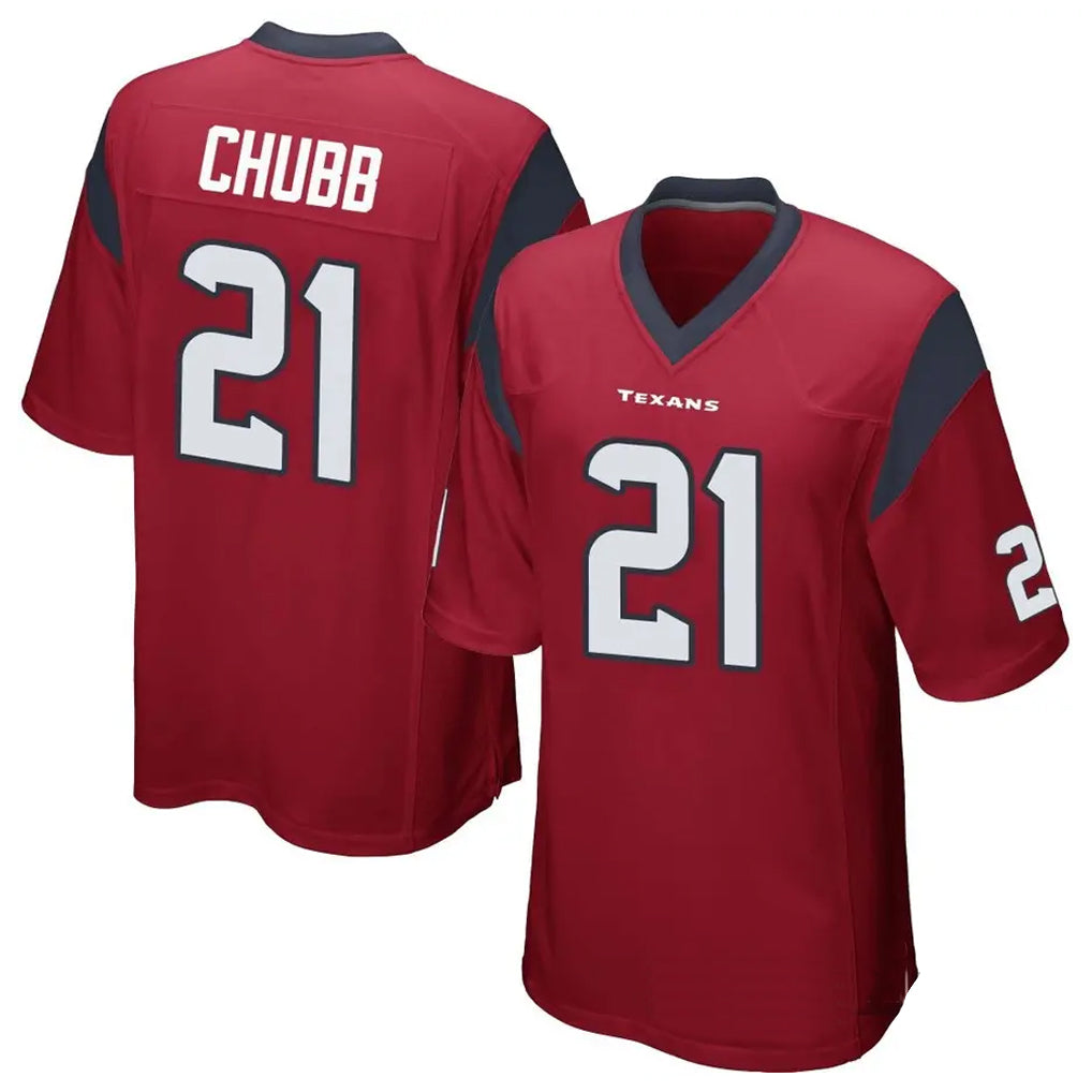 Custom #21 Red HOU Football Shirt Top