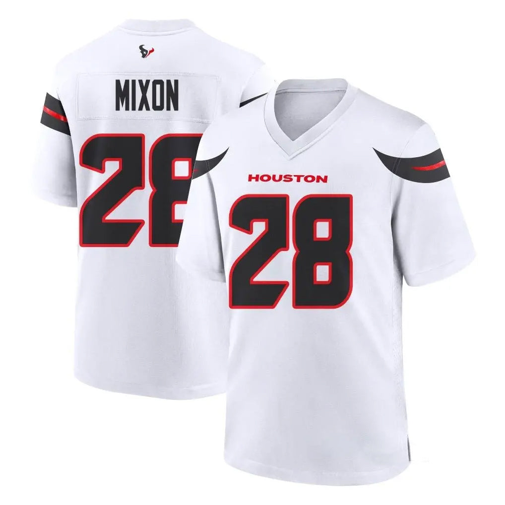 Custom #28 White HOU Football Shirt Top
