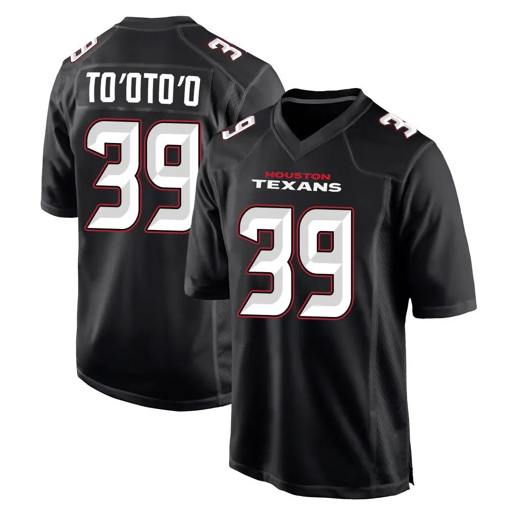 Custom #39 Black HOU Football Shirt Top