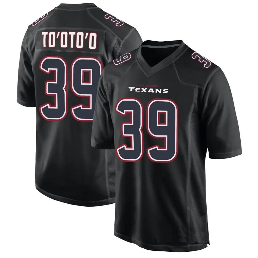 Custom #39 Black HOU Football Shirt Top