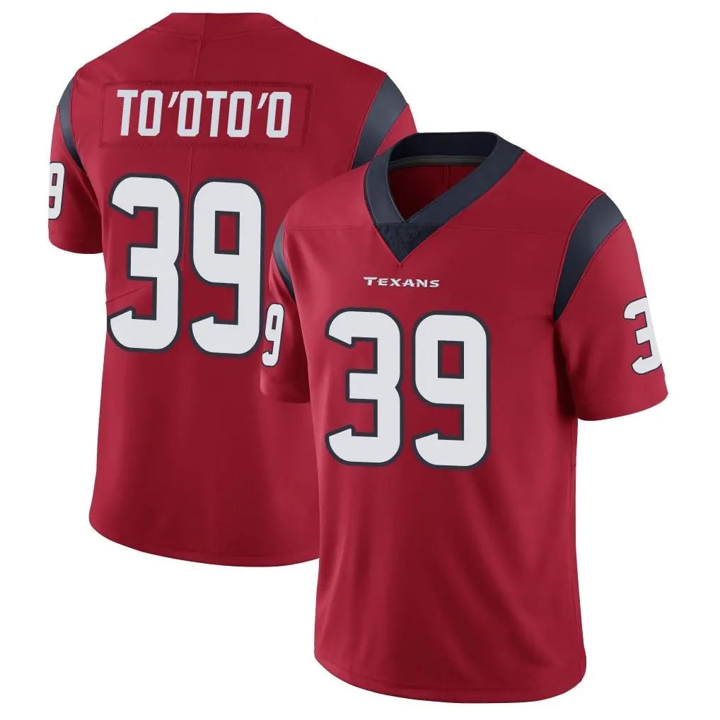 Custom #39 Red HOU Football Shirt Top