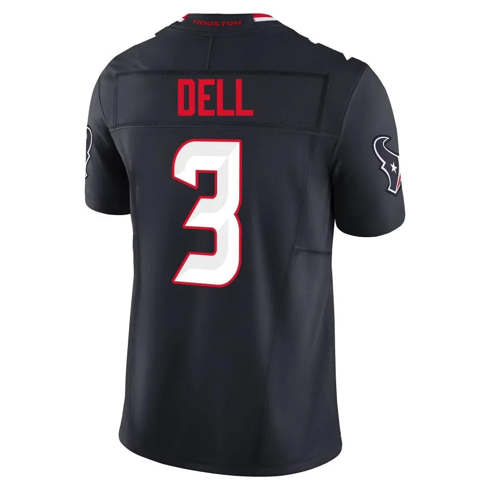 Custom #3 Navy HOU Football Shirt Top