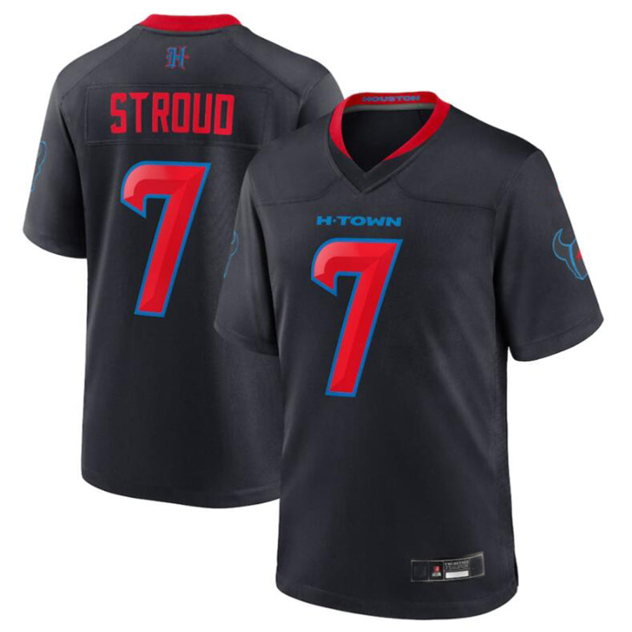 Custom #7 Navy HOU Football Shirt Top