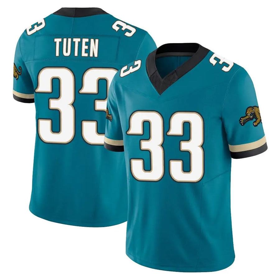 Custom #33 Teal Throwback JAX Football Shirt Top