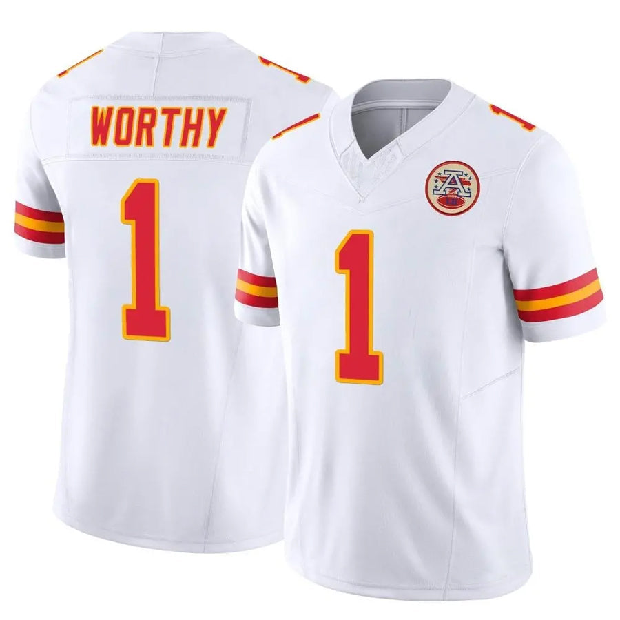 Custom #1 White KC Football Shirt Top