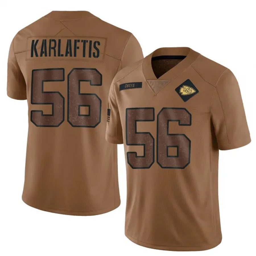 Custom #56 Brown KC Football Shirt Top