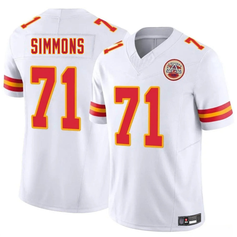 Custom #71 White KC Football Shirt Top