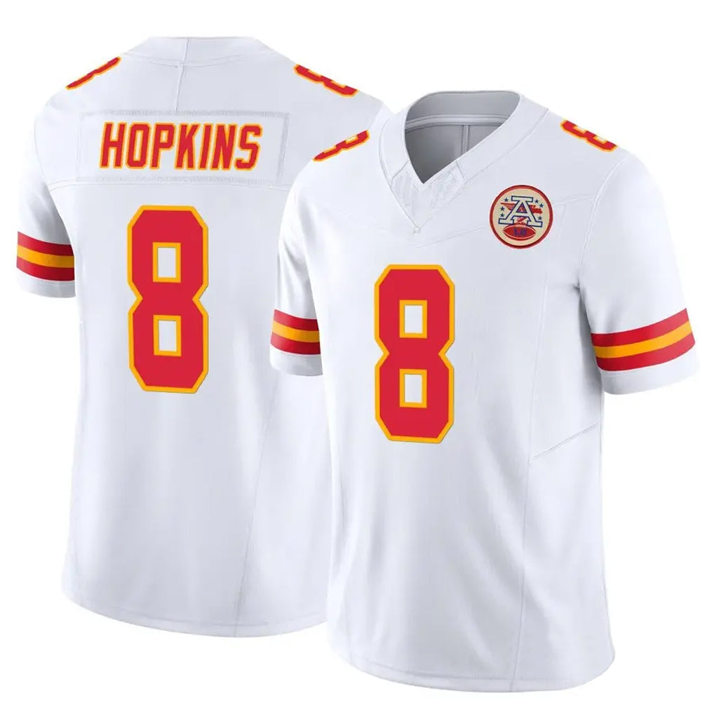 Custom #8 White KC Football Shirt Top