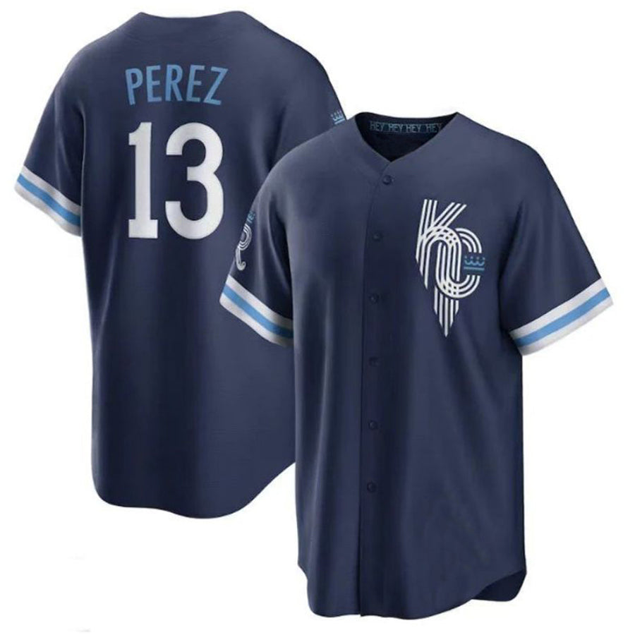 Custom #13 Navy City Connect KC Baseball Shirt Top