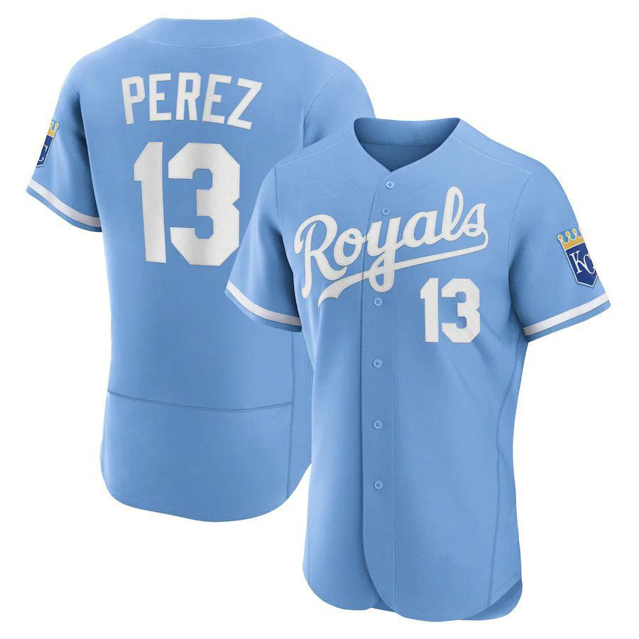 Custom #13 Light Blue KC Baseball Shirt Top