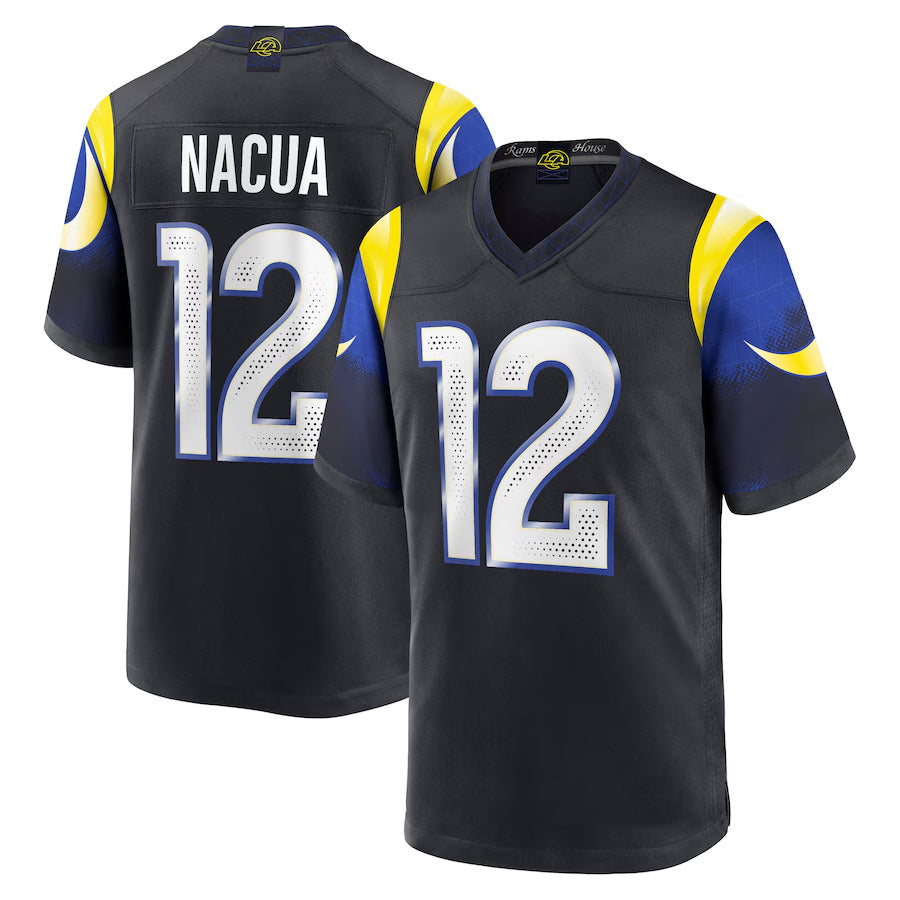 Custom #12 Blue LAR Football Shirt Top
