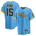 Custom #15 Light Blue City Connect MIL Baseball Shirt Top