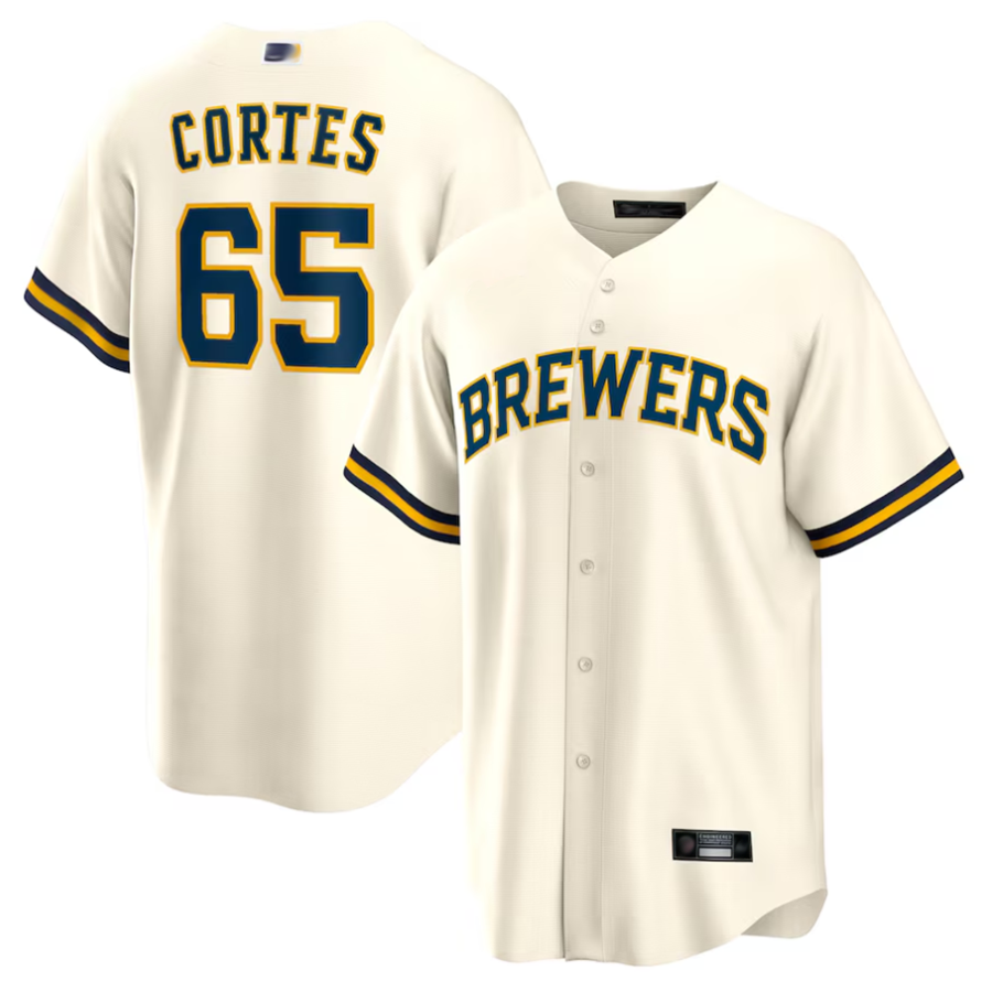 Custom #65 Cream MIL Baseball Shirt Top