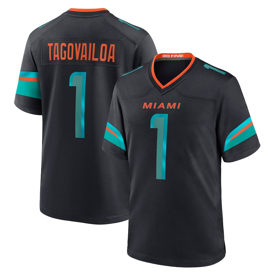 Custom #1 Blue MIA Football Shirt Top