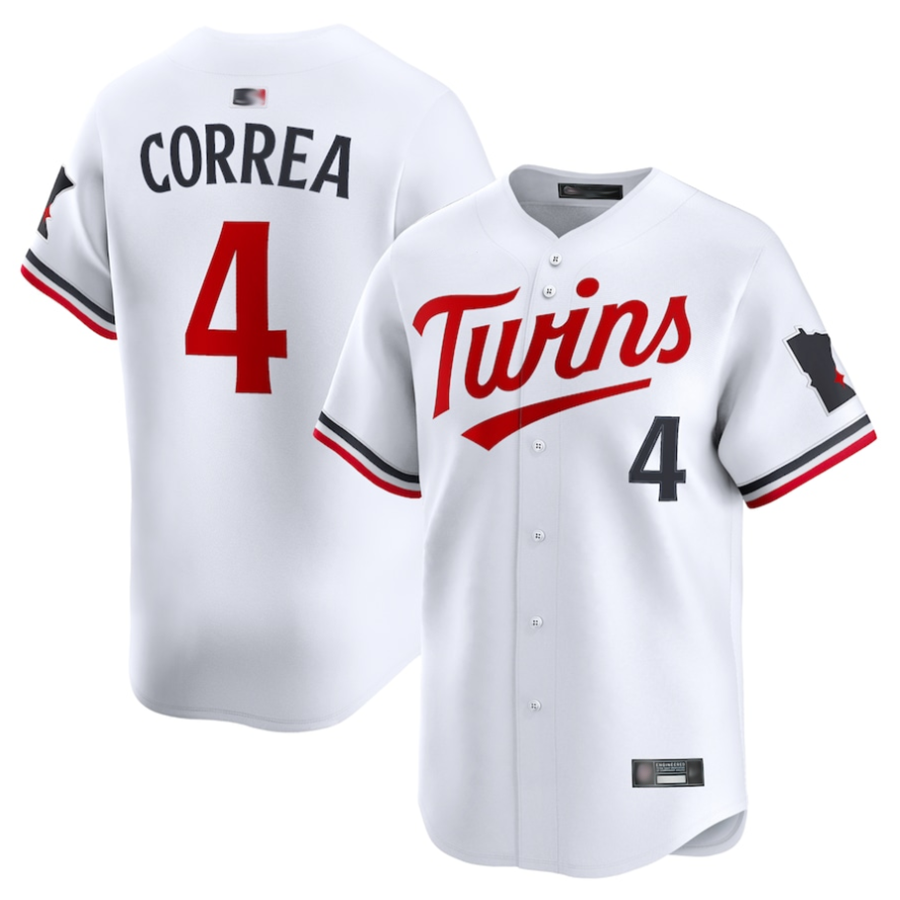 Custom #4 White MIN Baseball Shirt Top