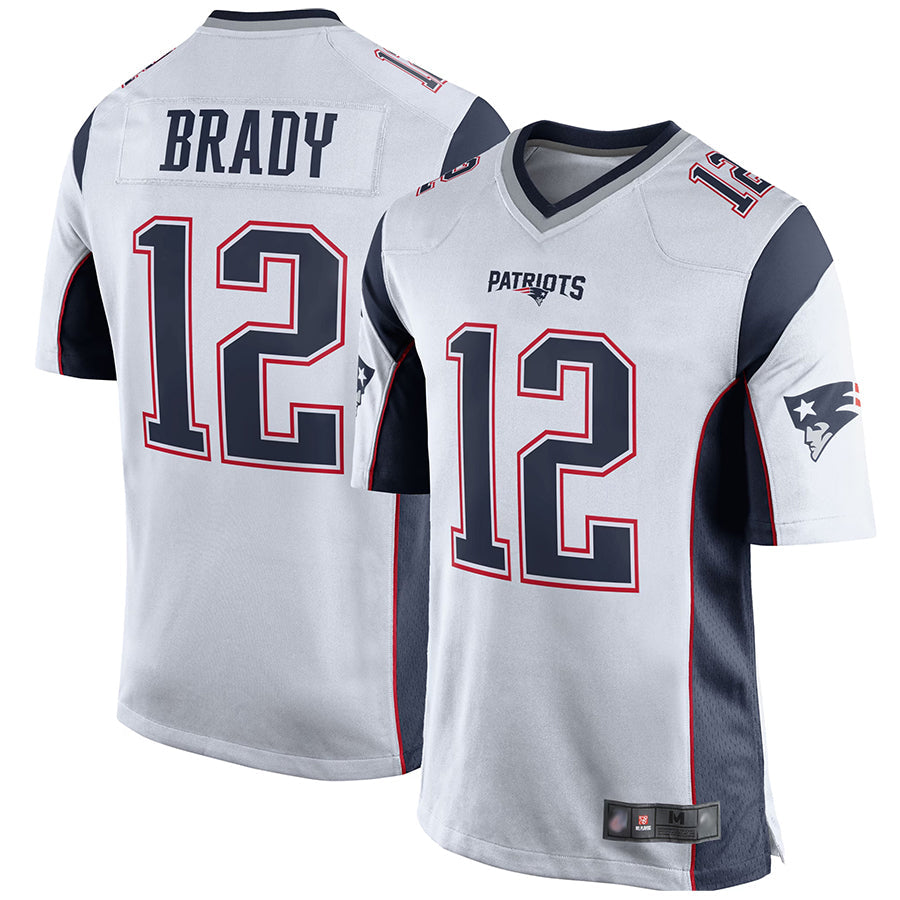 Custom #12 White NE Football Shirt Top