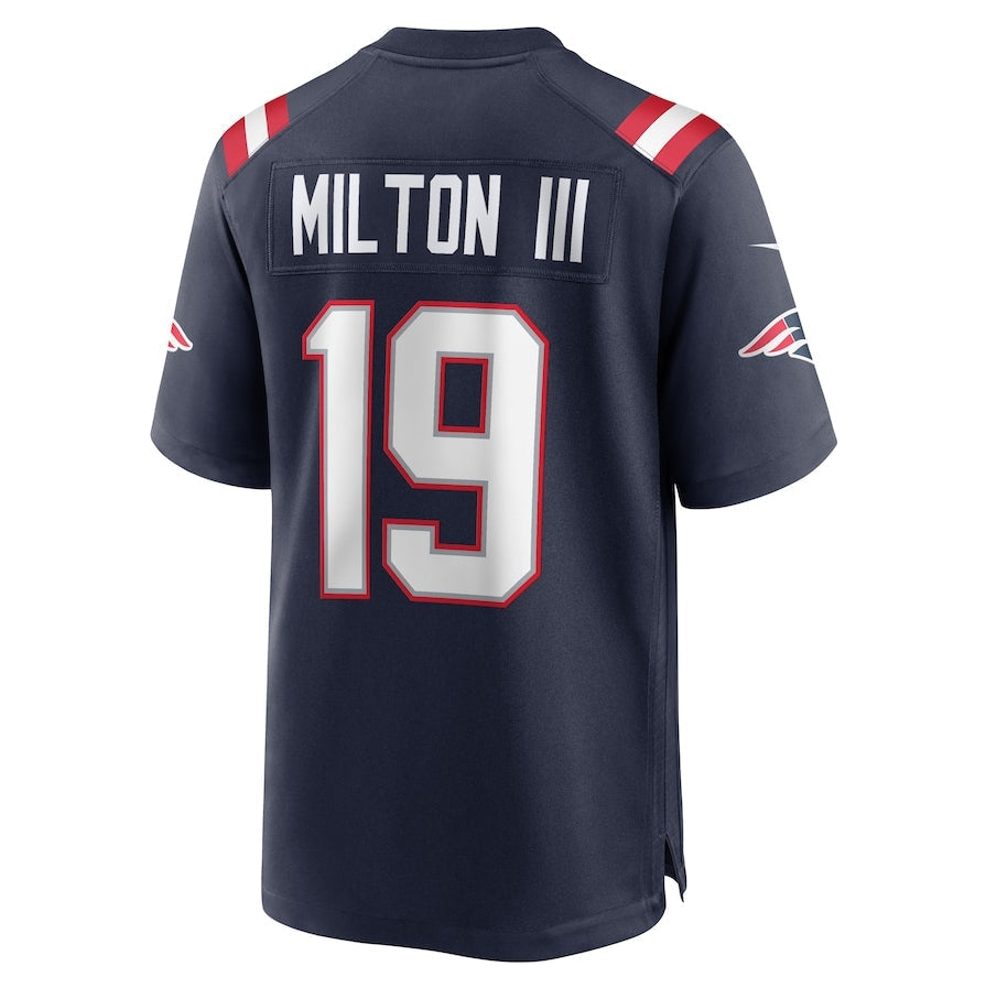 Custom #19 Navy NE Football Shirt Top
