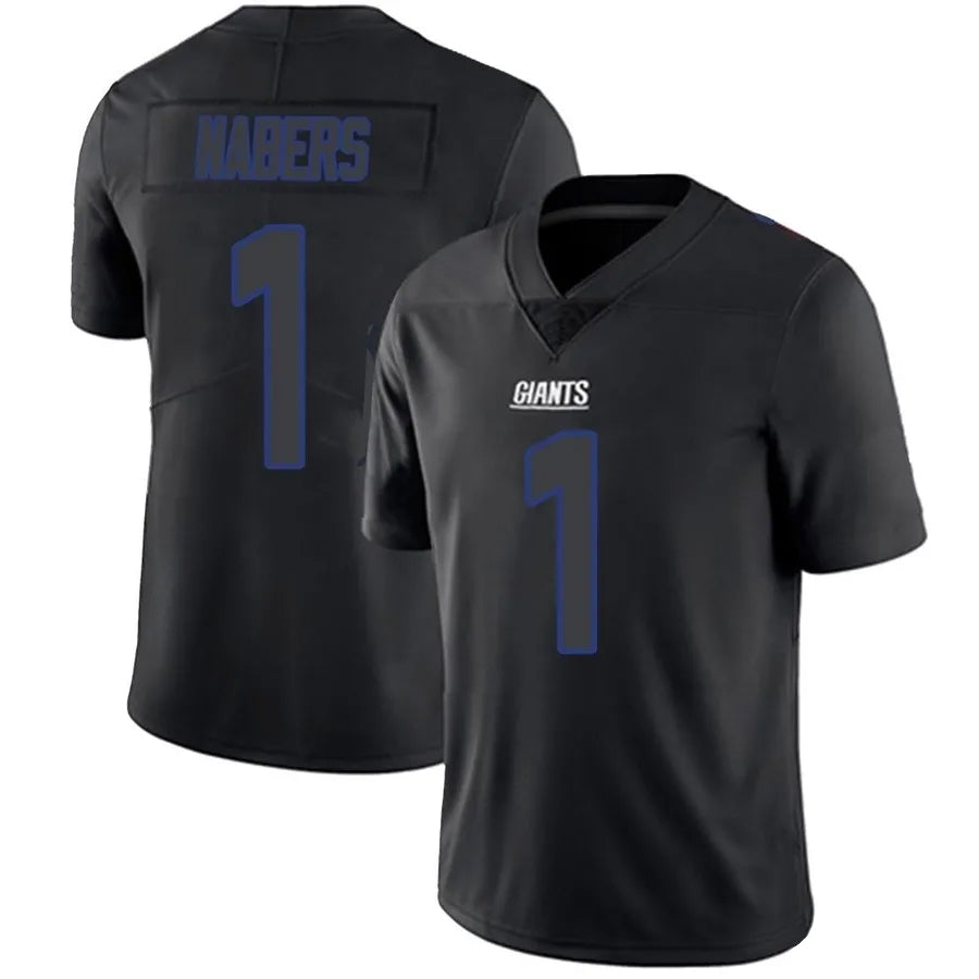 Custom #1 Black NYG Football Shirt Top