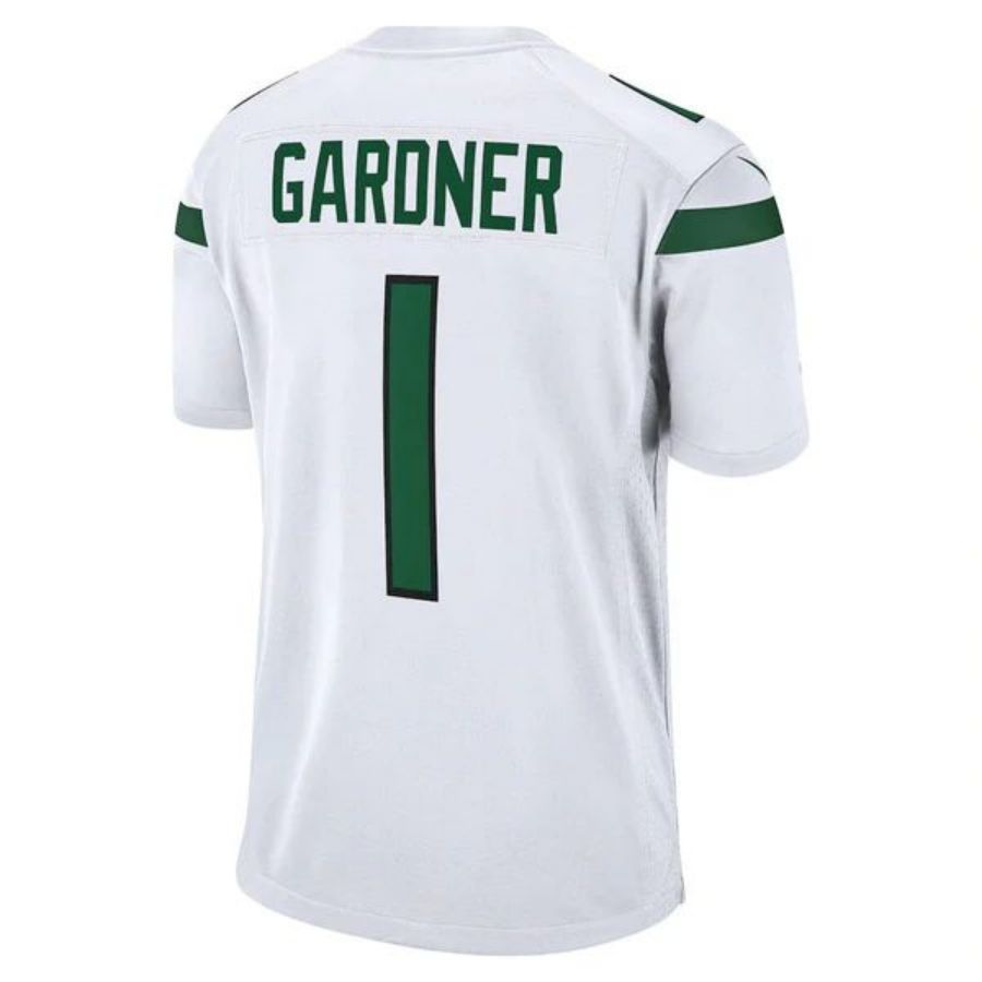Custom #1 White NYJ Football Shirt Top