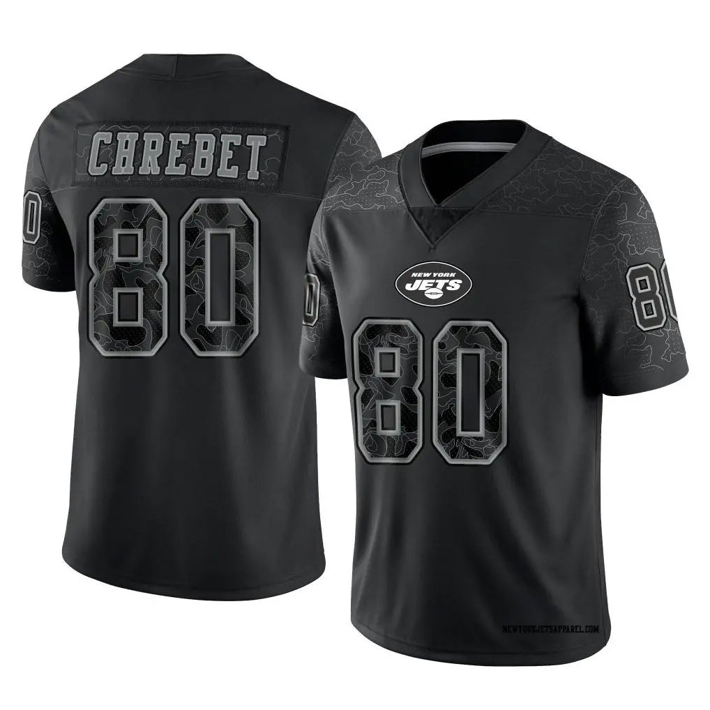 Custom #80 Black NYJ Football Shirt Top