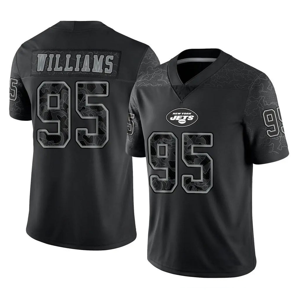 Custom #95 Black NYJ Football Shirt Top