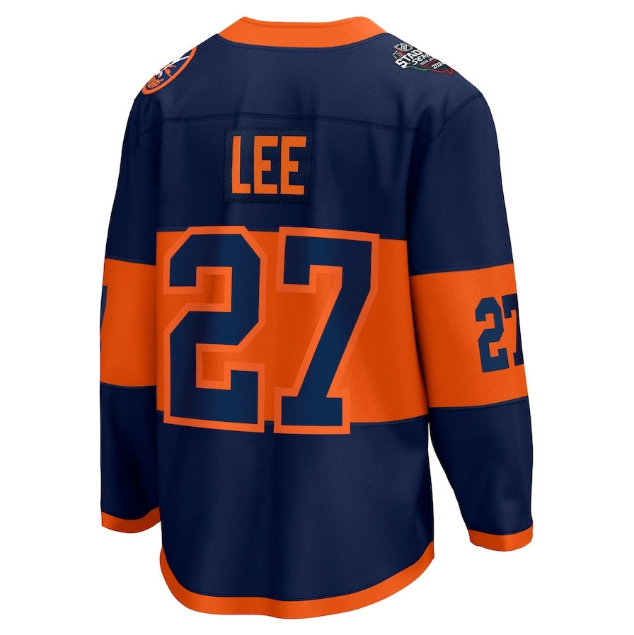 Custom #27 Navy NYI Hockey Shirt Top