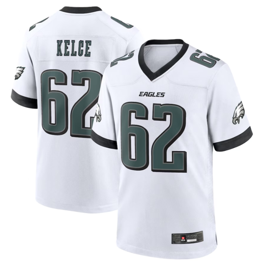 Custom #62 White PHI Football Shirt Top