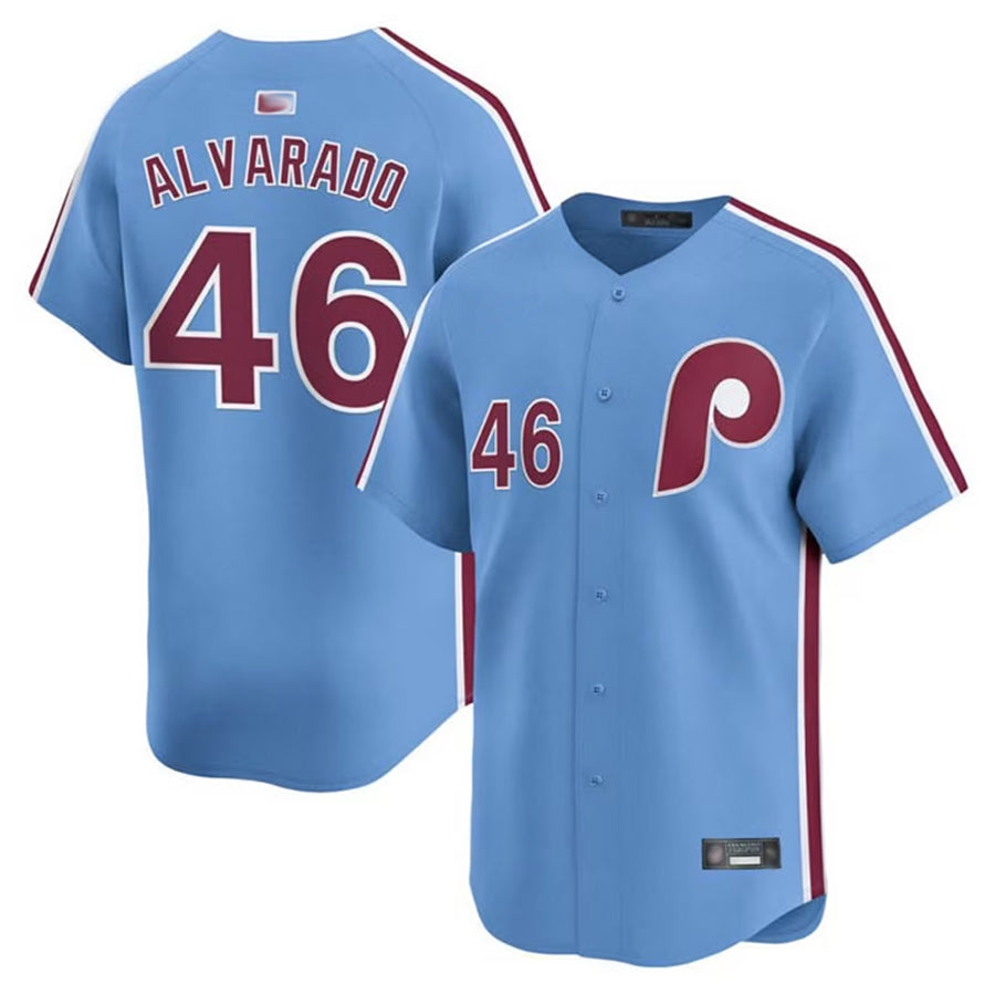 Custom #46 Light Blue PHI Baseball Shirt Top