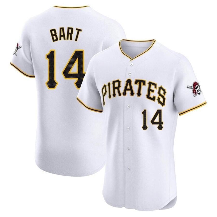 Custom #14 White PIT Baseball Shirt Top