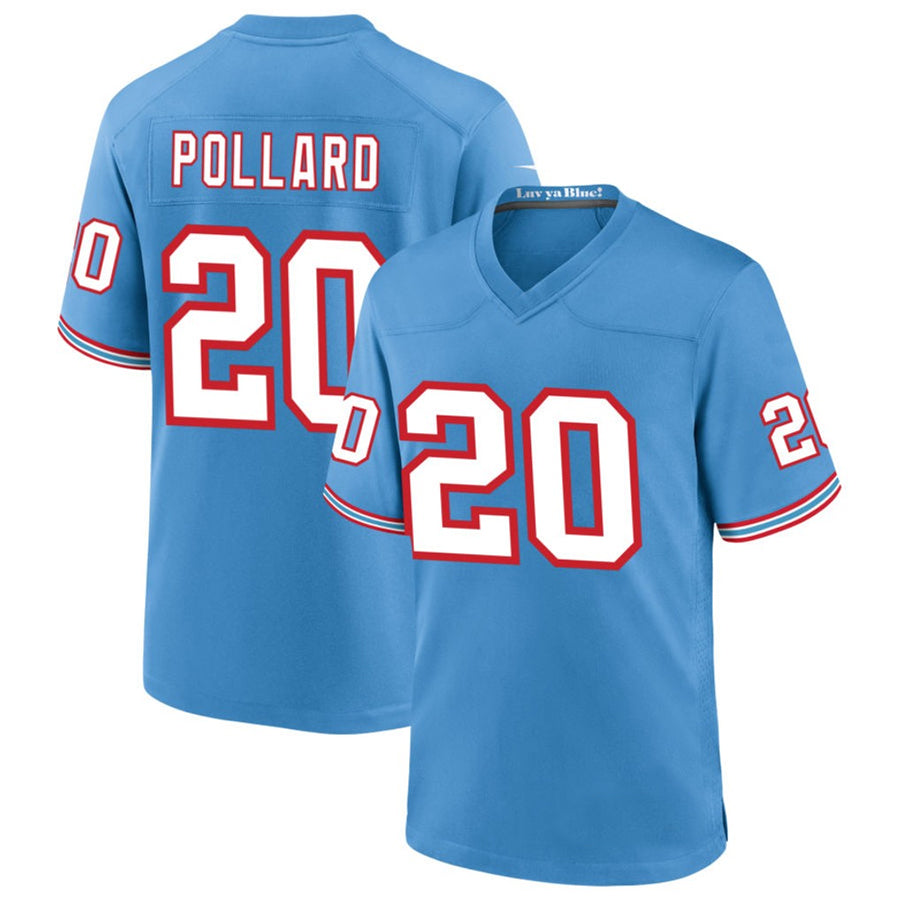 Custom #20 Light Blue Throwback TEN Football Shirt Top