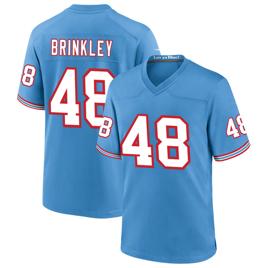 Custom #48 Light Blue Throwback TEN Football Shirt Top